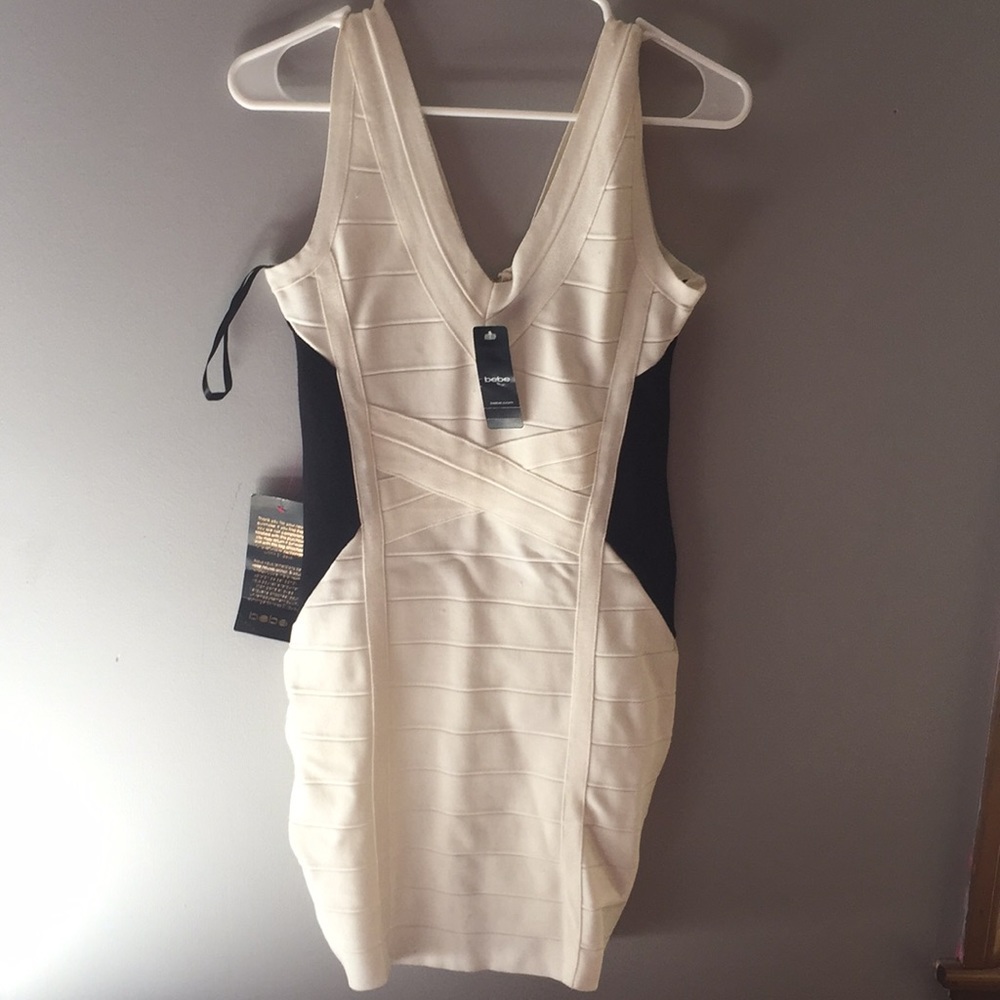 Bebe white and black dress